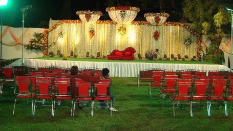 overview of the theatre style seating of VITS Lawn at VITS Luxury Business Hotel Aurangabad