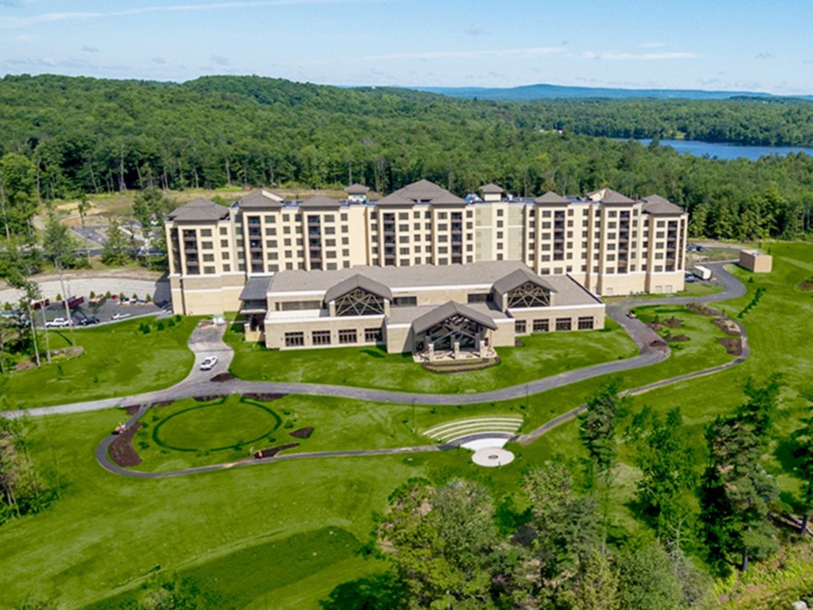 ariel view of a grand building