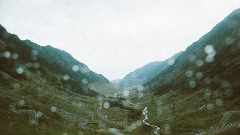 rain falling on a valley