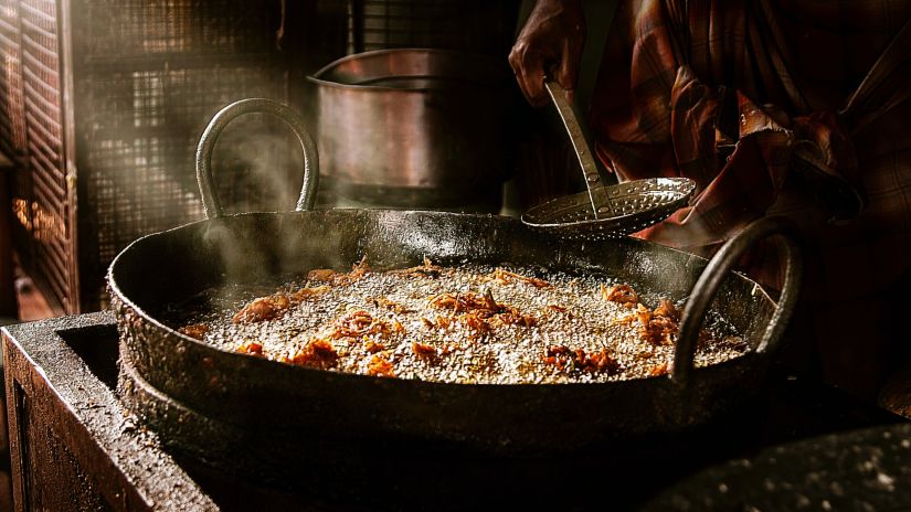 fritters being cooked 