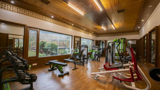 a well-equipped gym at Mastiff Grand, Manali