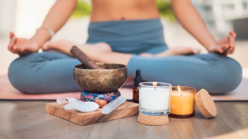 Woman in chakra meditation