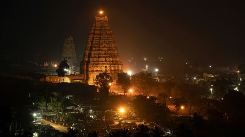 a nightscape of the Jagganath Bari, Agartala