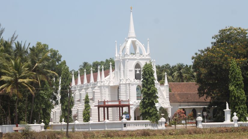 A pristine white church in Goa