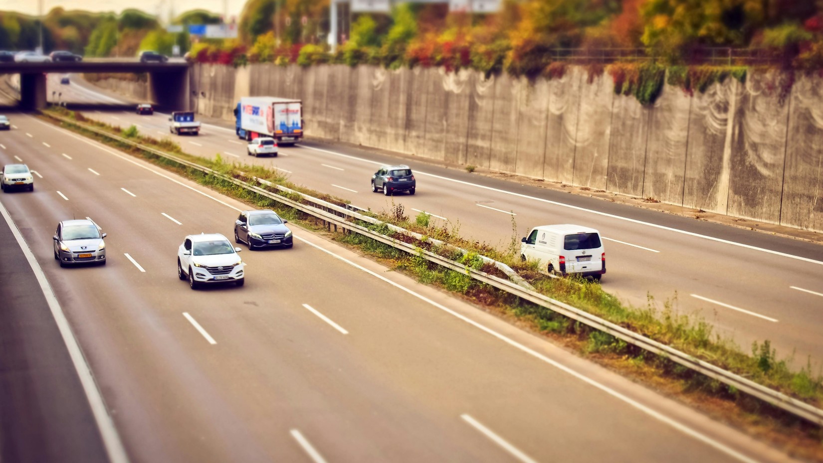 Cars seen on  a highway