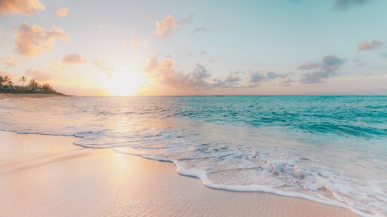 a pristine sea wave ebbing away from the beach