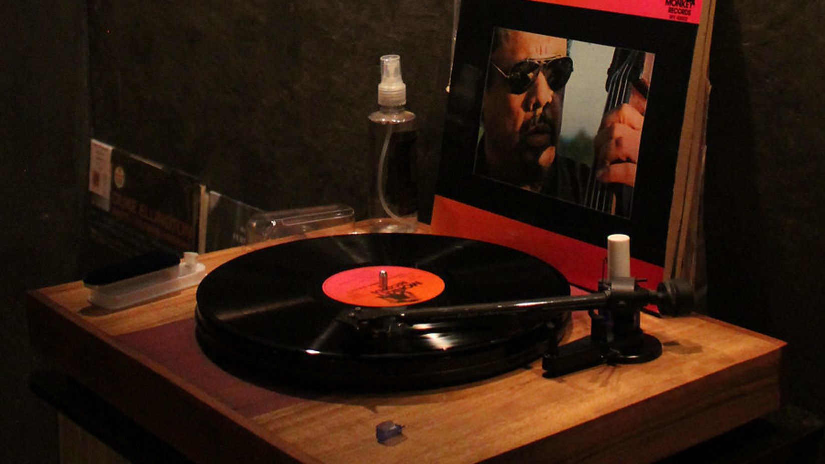 A Record player sits on the counter