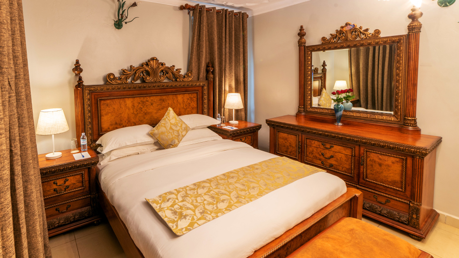 The bedroom at the three bedroomed suite