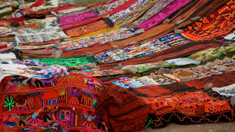 various handmade cloth showcased inside the shop