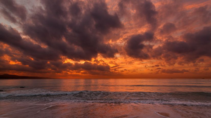 Sunset at a water body