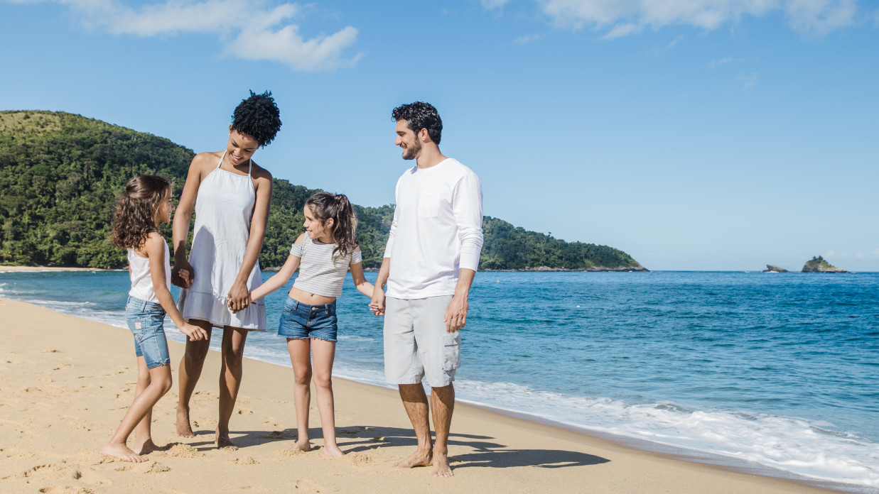 A family enjoying their holiday on beach