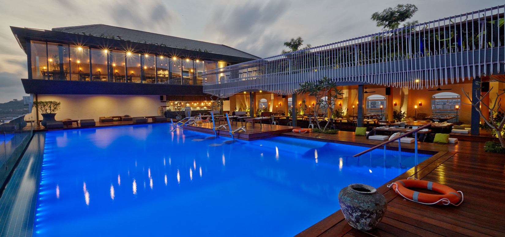 Outdoor swimming pool at Hablis Hotel in Chennai