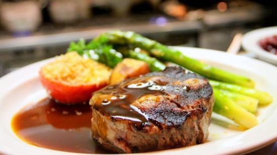 A plate of steak at our secret kitchen at clarks amer