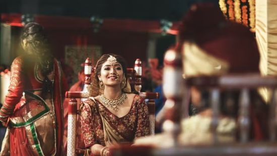 bride smiling at the groom