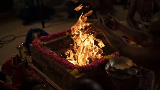 auspicious fire during a hindu wedding ritual