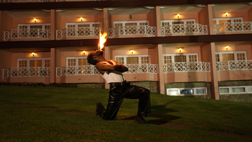 a fire eater at The Carlton Kodaikanal