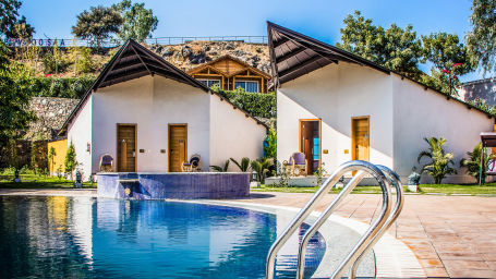 Swimming pool in front of patang cottage