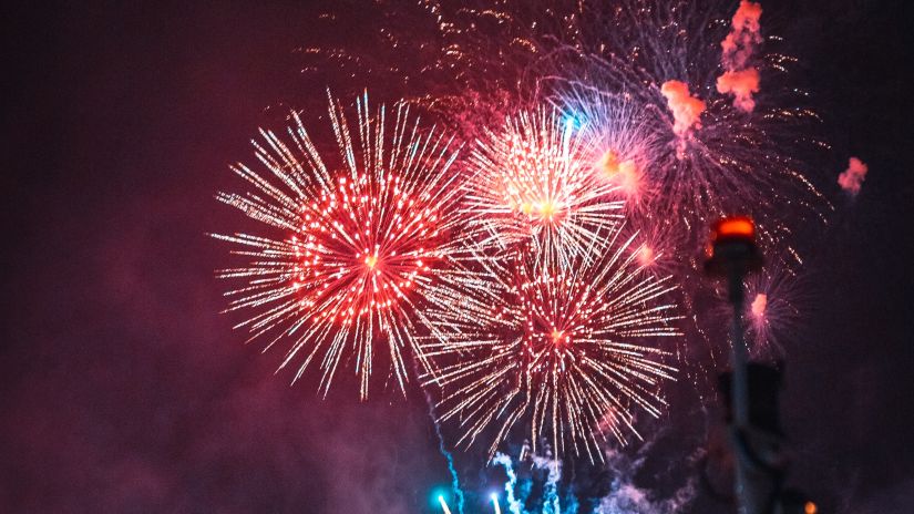 Fireworks over a beach - New Year in Goa