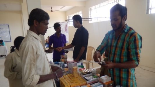 Medicine distribution at medical camp