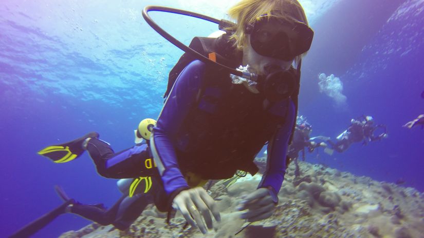 woman snorkelling in goa