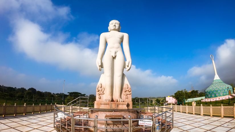 an image of lord mahaveer statue at a Jain temple