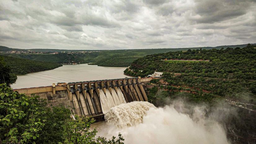 a dam with flood gates open