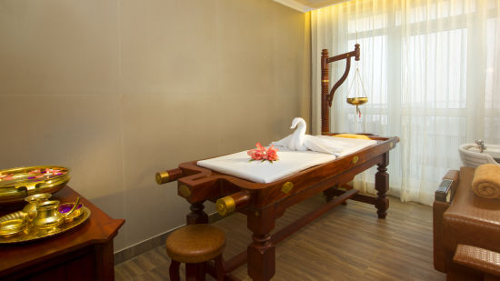 Image of a massage table at the Spa at Fragrant Nature Munnar