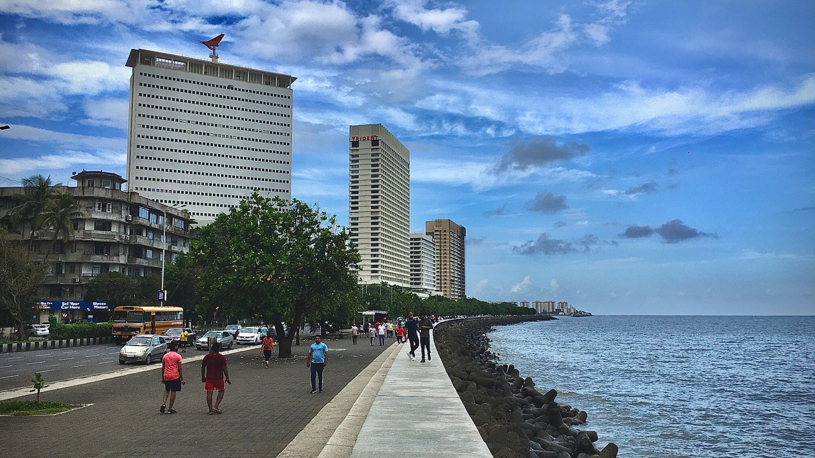 marine drive with people jogging on the side