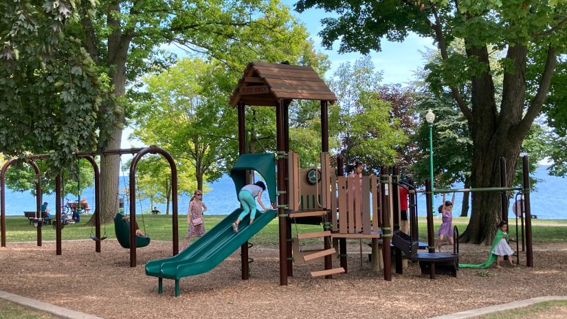 kids playing in a playground