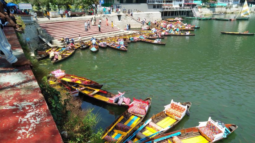 boats in lake in Nainital