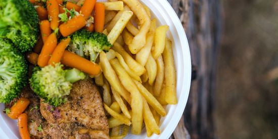 alt-text chicken, fries and veggies at ur restaurant in Agartala