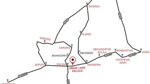 Map of Umaid Lake Palace Hotel Kalakho Dausa Rajasthan 