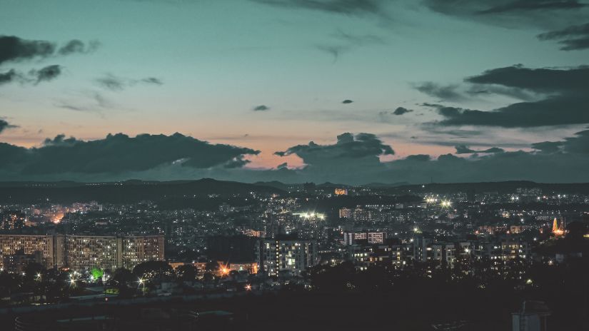 an overview of a city in the night