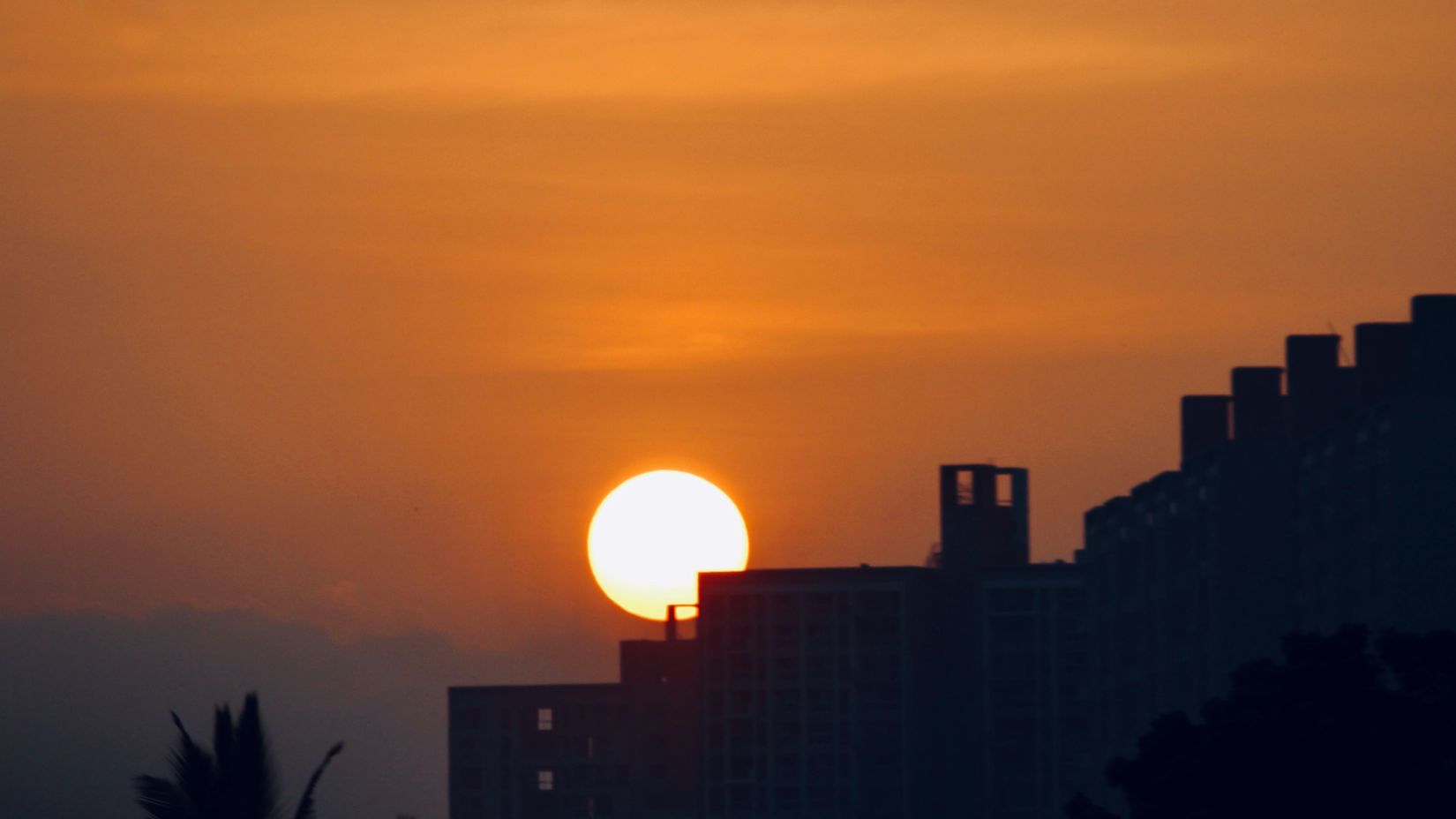 sunset sky with buildings