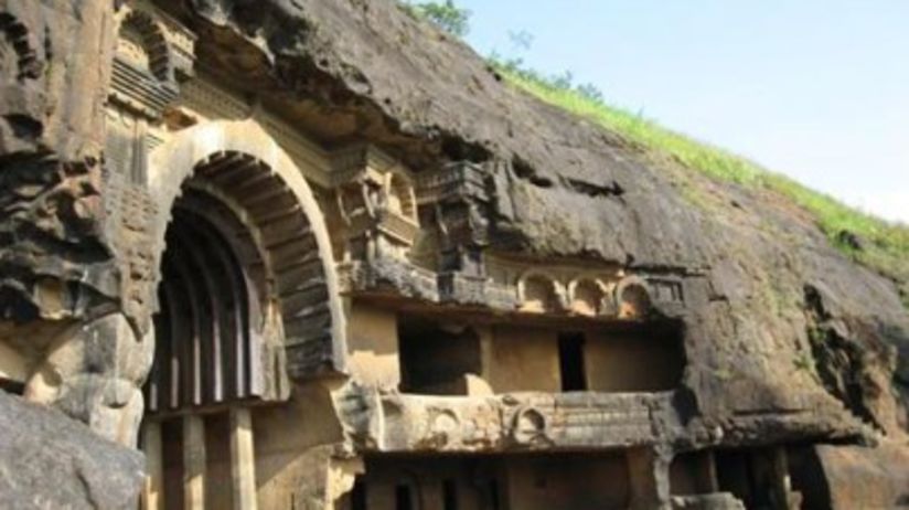 the exterior of stone-made caves