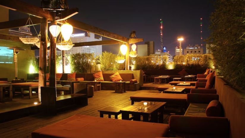 Stock image of rooftop restaurant