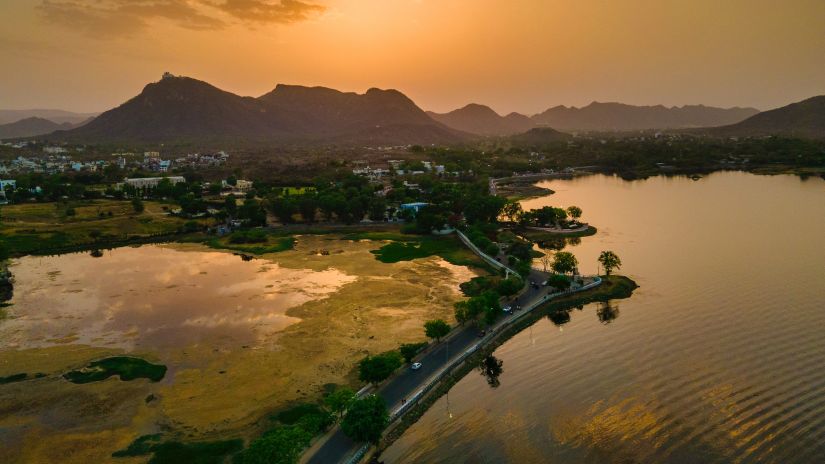 Aerial view of Fateh sagar lake