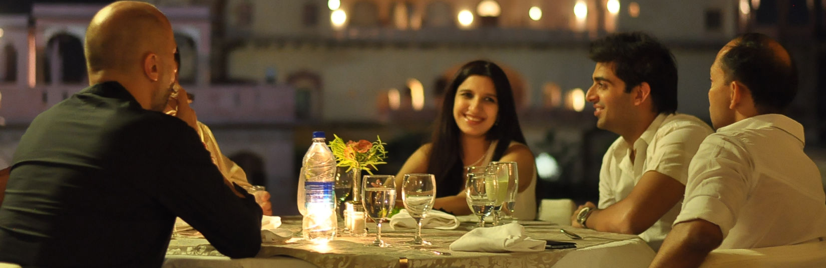 Dinner by the elephant stairway_ Hotel Tijara Fort Palace Alwar Rajasthan_Hotel In Rajasthan 2