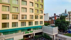 An aerial view of the facade of our hotel near Varanasi Railway Station | Hotel City Inn, Varanasi