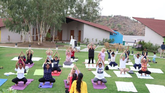 Yoga session at bamboo saa