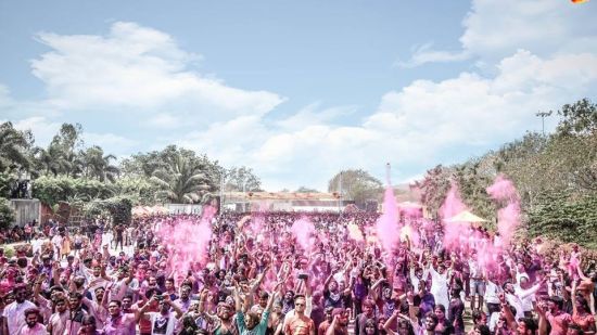 holi party celebration with many people