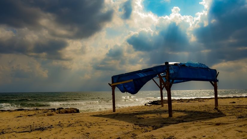 a shelter on a beach