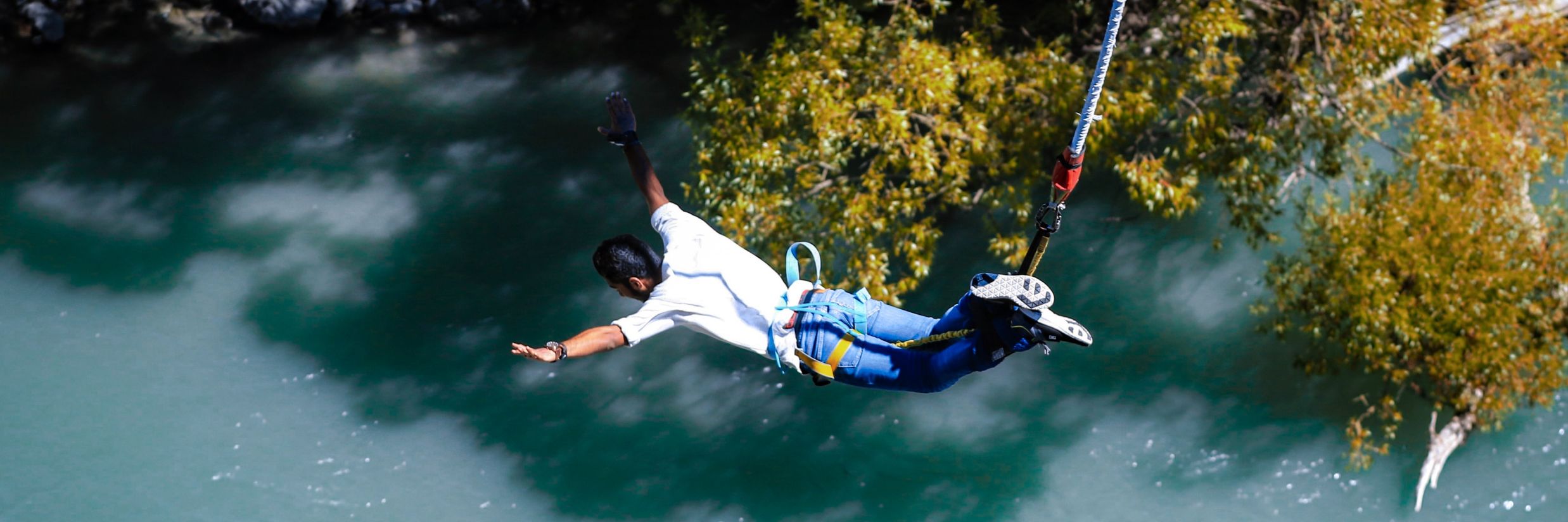 A person bungee jumping @ Lamrin Boutique Cottages, Rishikesh