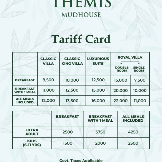 Day Picnic Tariff Card of Themis Mudhouse Singhpura