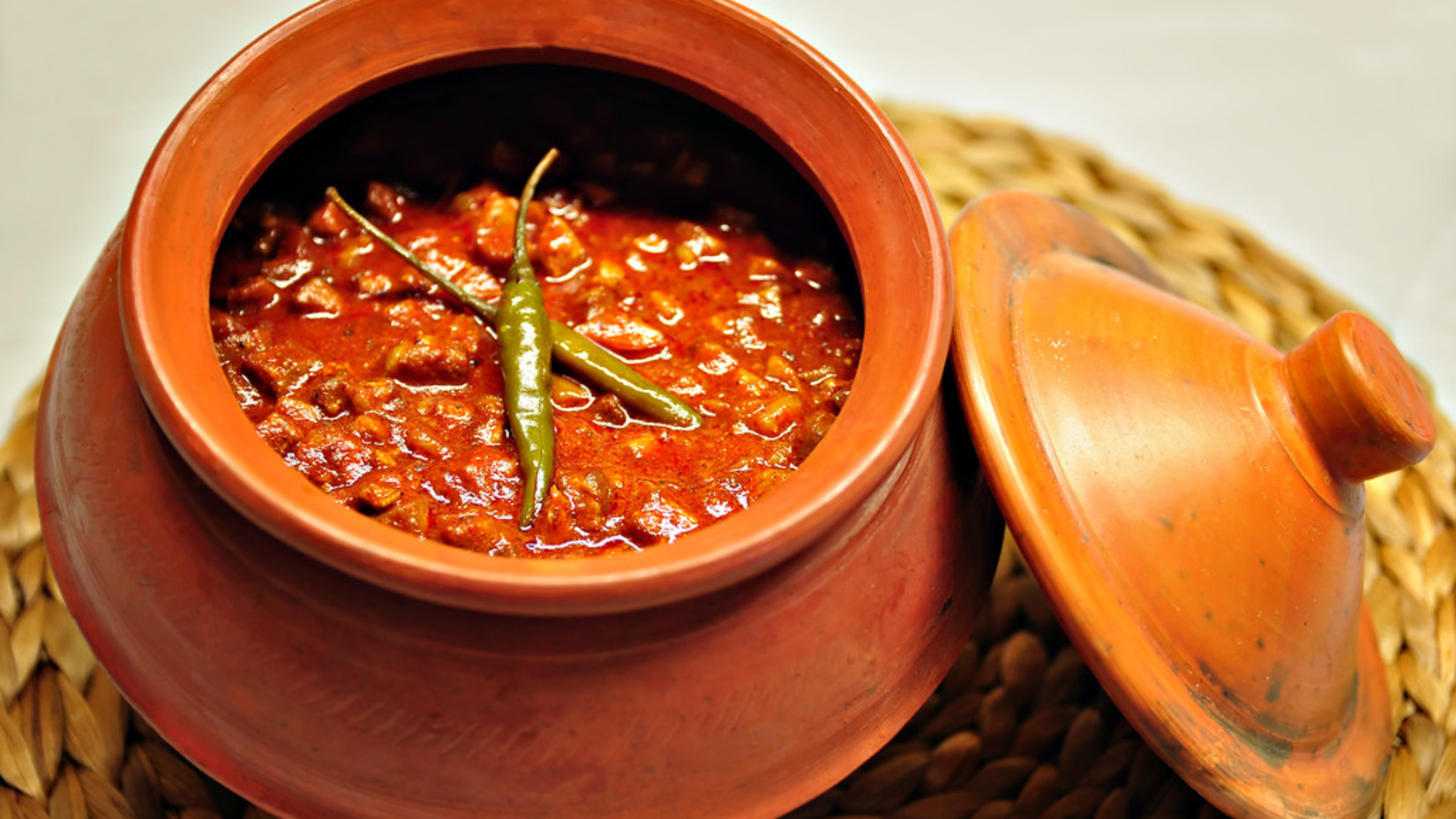 Sorpotel, a traditional Goan Christian dish in a mud pot