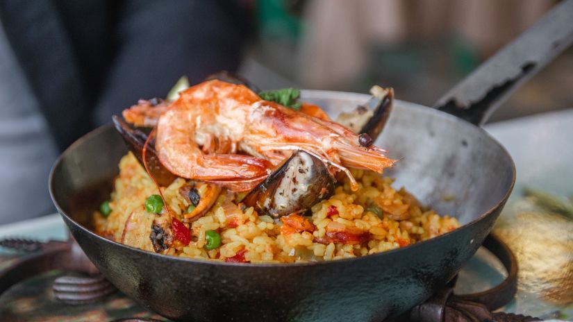 a seafood dish served on a pan