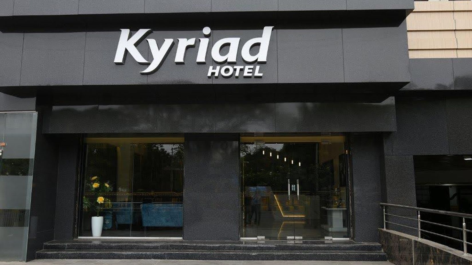 A close shot of the facade of Kyriad Hotels, India