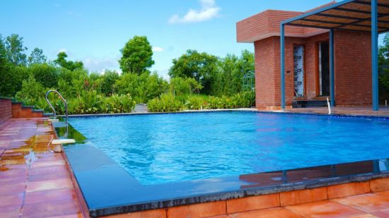 A close up shot of the swimming pool - Themis Farm House, Panipat