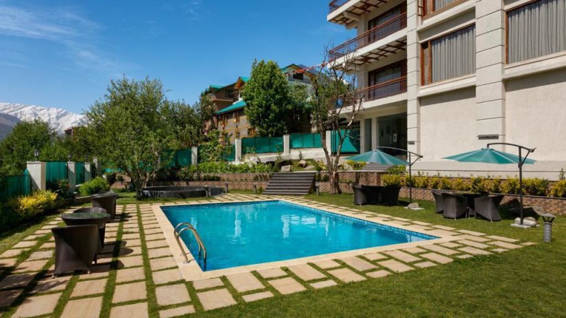 outdoor swimming pool at The Orchid Hotel Manali