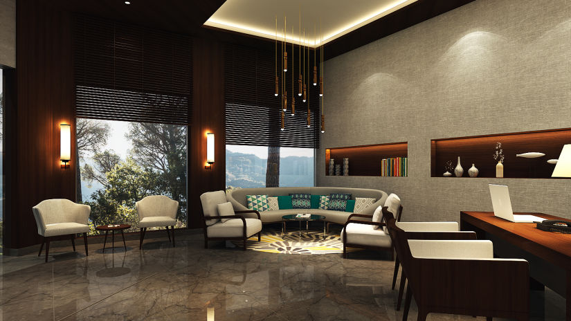 Reception area at Rosefinch Sarovar Portico, Best Resorts in Bhimtal